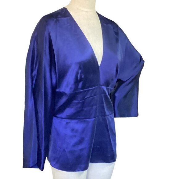 The Limited Silk-Cotton V Neck Blouse Long Bell Sleeve L #108H - Picture 3 of 8